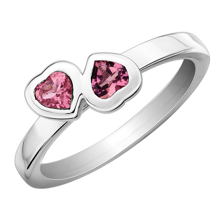 Pink Tourmaline Double Heart Ring 2/5 Carat (ctw) in Sterling Silver Image 1