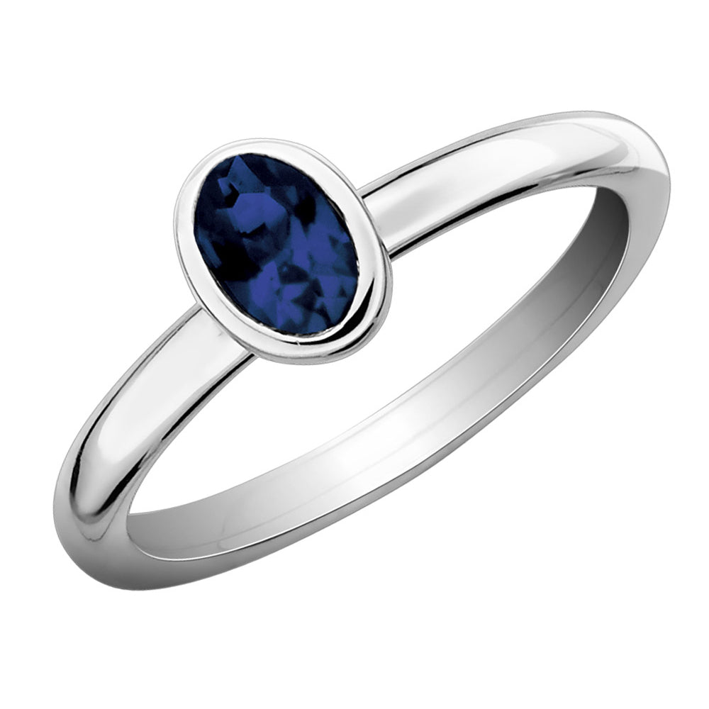 Created Synthetic Sapphire Ring 1/2 Carat (ctw) in Sterling Silver Image 1