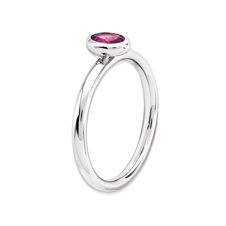 Pink Tourmaline Ring 2/5 Carat (ctw) in Sterling Silver Image 3