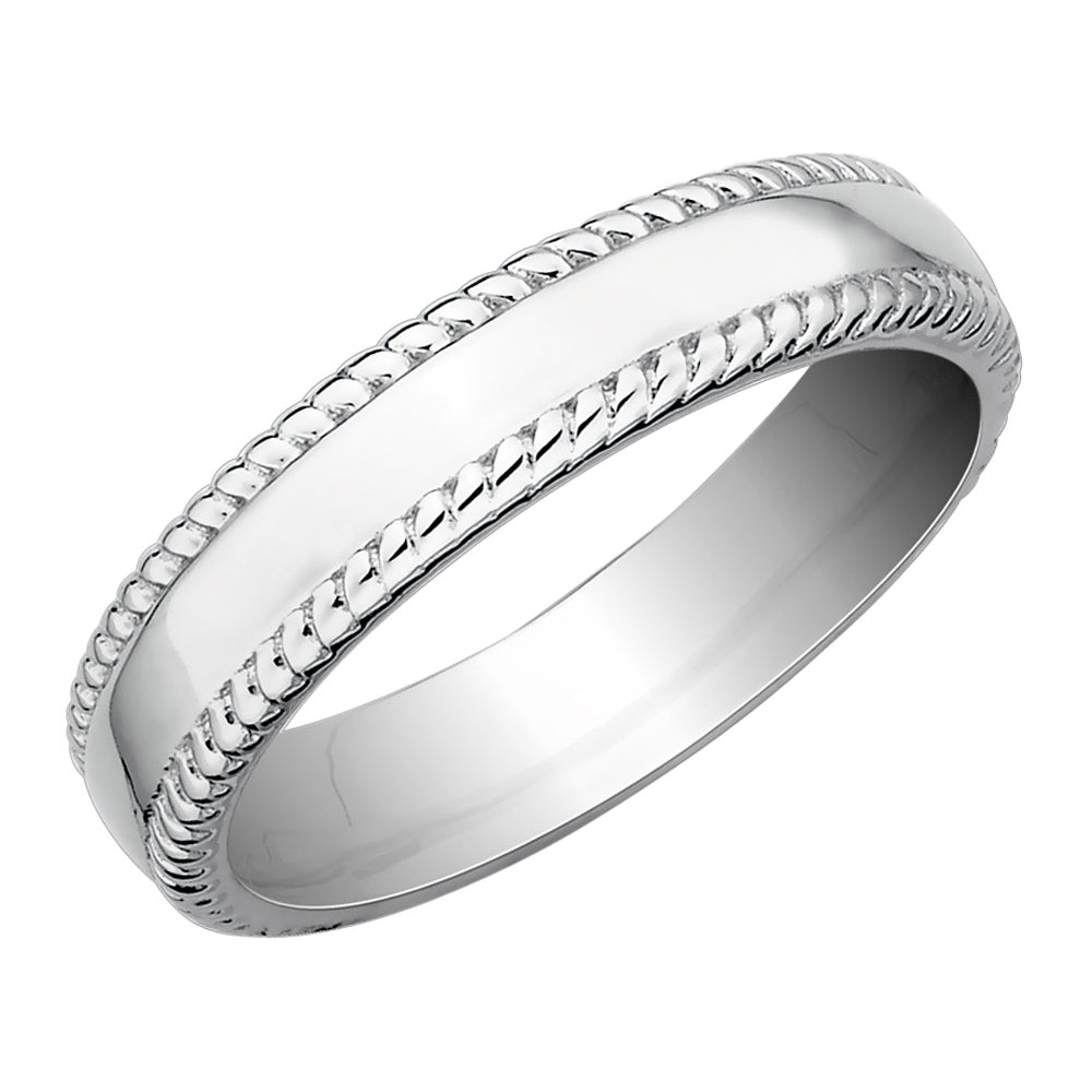 Sterling Silver Rope Edge Design Wedding Band Ring Image 6