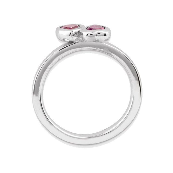Pink Tourmaline Double Heart Ring 2/5 Carat (ctw) in Sterling Silver Image 4