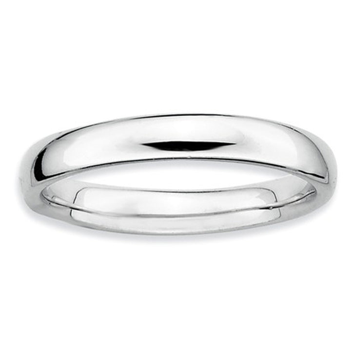 Sterling Silver Rhodium Plated Stackable Polished Ring Image 4