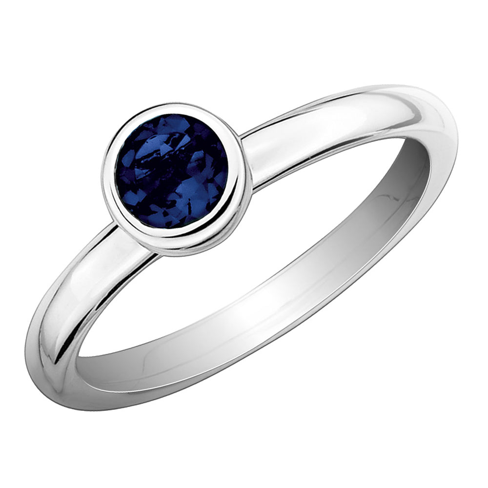 2/3 Carat (ctw) Lab-Created Blue Sapphire Ring in Sterling Silver Image 1