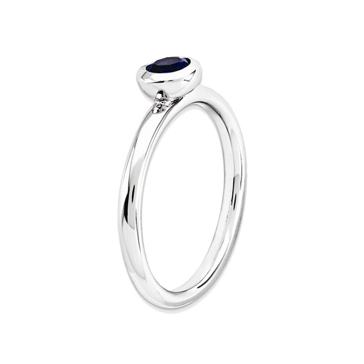 2/3 Carat (ctw) Lab-Created Blue Sapphire Ring in Sterling Silver Image 3