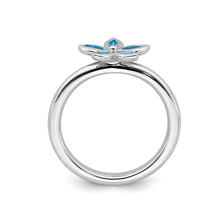 2/5 Carat (ctw) Blue Topaz Flower Ring in Sterling Silver Image 4