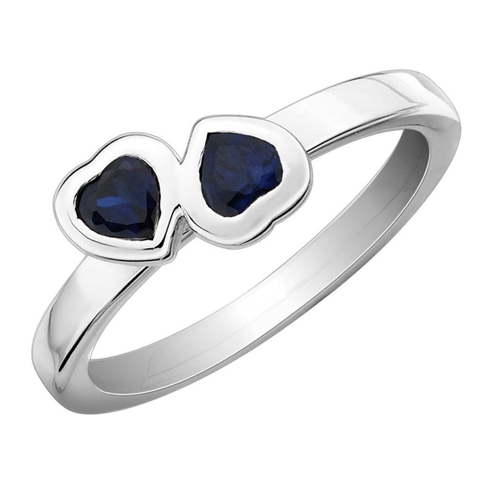 Lab-Created Blue Sapphire Double Heart Ring 1/2 Carat (ctw) in Sterling Silver Image 1