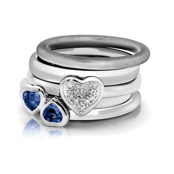 Lab-Created Blue Sapphire Double Heart Ring 1/2 Carat (ctw) in Sterling Silver Image 2