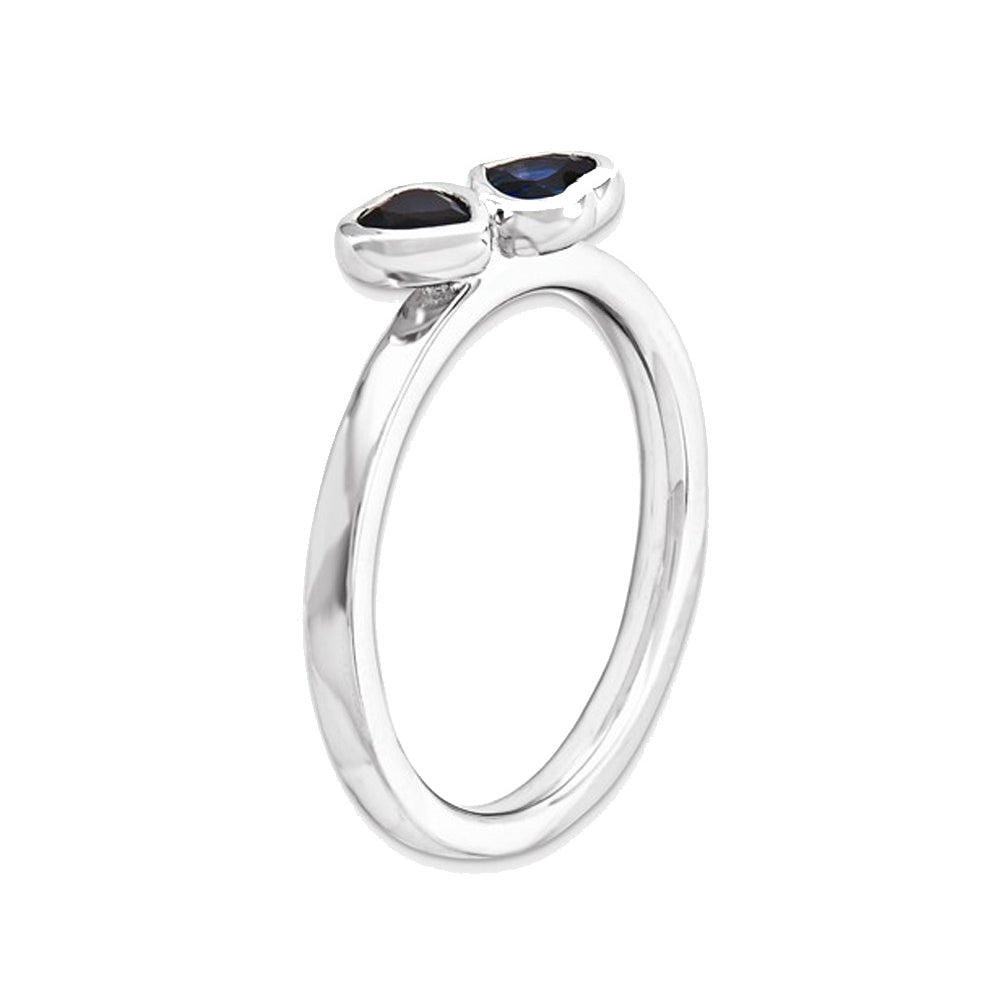 Lab-Created Blue Sapphire Double Heart Ring 1/2 Carat (ctw) in Sterling Silver Image 3