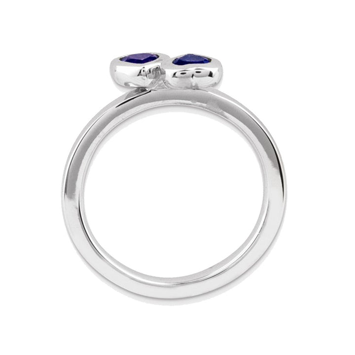 Lab-Created Blue Sapphire Double Heart Ring 1/2 Carat (ctw) in Sterling Silver Image 4