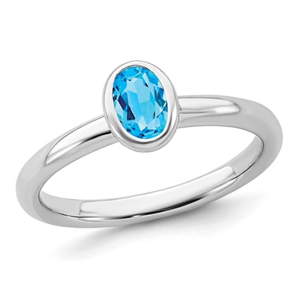 Blue Topaz Ring 2/5 Carat (ctw) in Sterling Silver Image 1