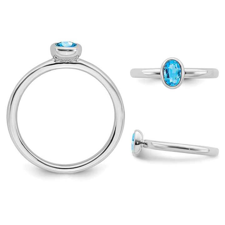 Blue Topaz Ring 2/5 Carat (ctw) in Sterling Silver Image 3