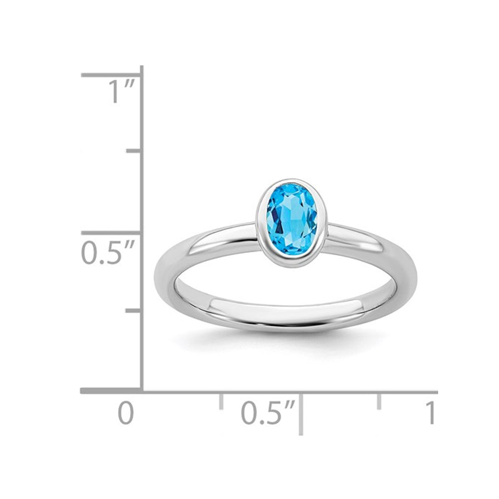 Blue Topaz Ring 2/5 Carat (ctw) in Sterling Silver Image 4