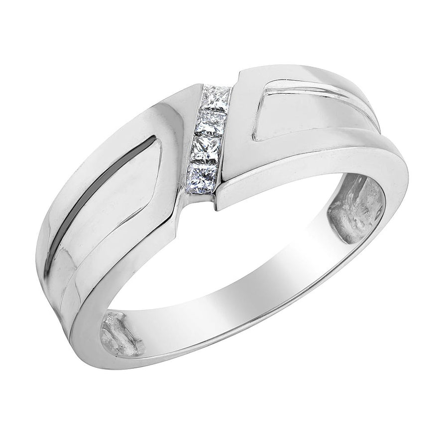 Mens 1/7 Carat (ctw H-II1-I2) Diamond Wedding Band Ring in 14K White Gold Image 1