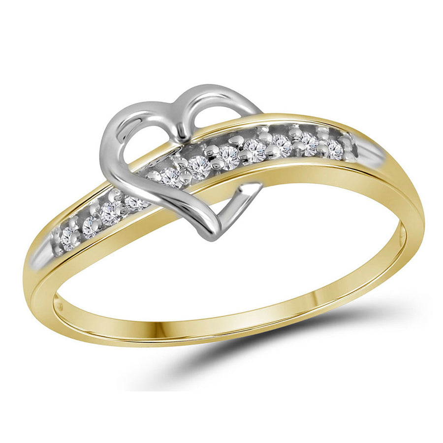 Accent Diamond Heart Promise Ring in 10K White and Yellow Gold Image 1