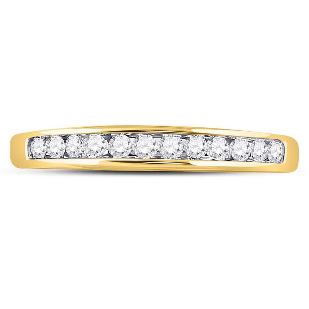 1/4 Carat (ctw H-I I1-I2) Diamond Wedding Band and Anniversary Ring in 14K Yellow Gold Image 4