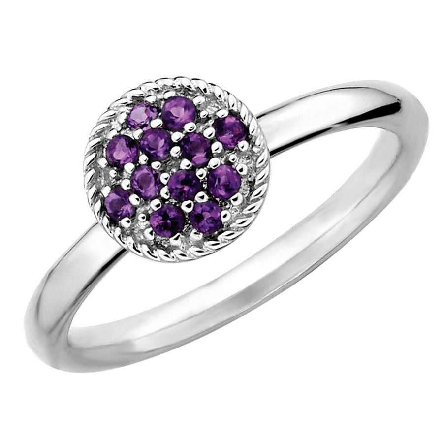1/5 Carat (ctw) Purple Amethyst Cluster Ring in Sterling Silver Image 1