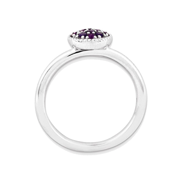 1/5 Carat (ctw) Purple Amethyst Cluster Ring in Sterling Silver Image 4