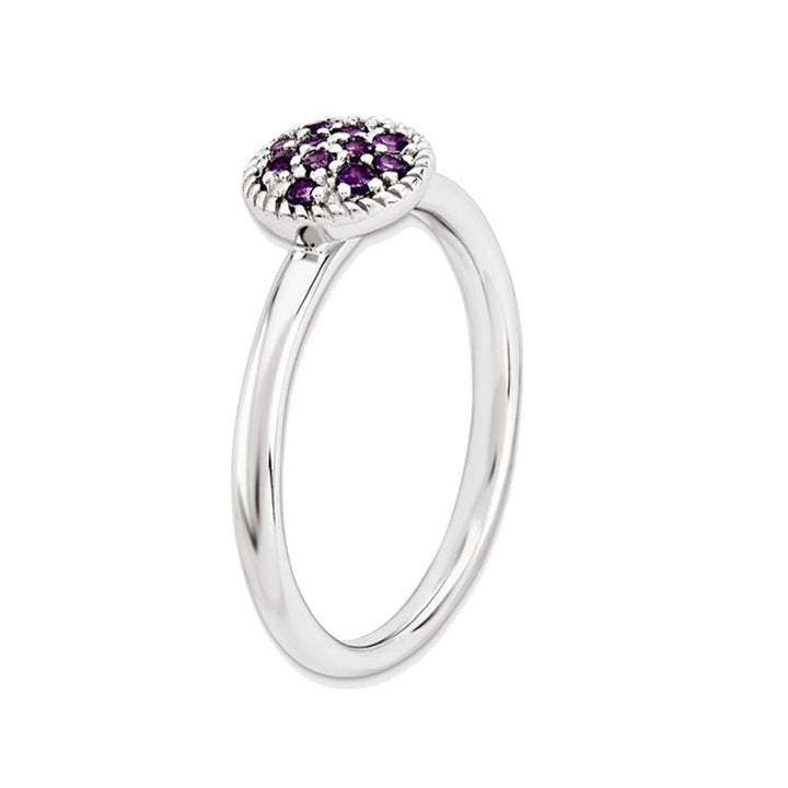 1/5 Carat (ctw) Purple Amethyst Cluster Ring in Sterling Silver Image 3