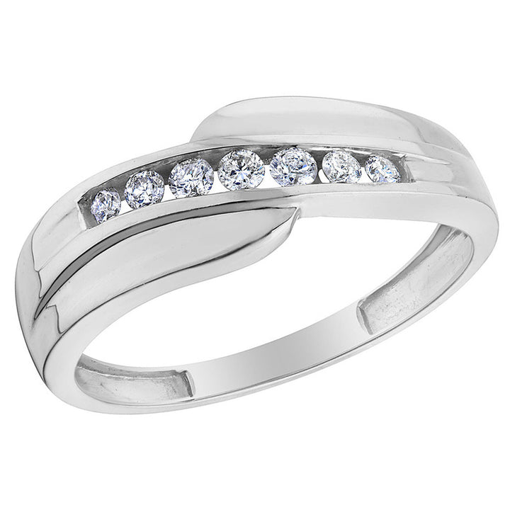 Mens Diamond Wedding Band Ring 1/4 Carat (ctw) in 14K White Gold Image 1