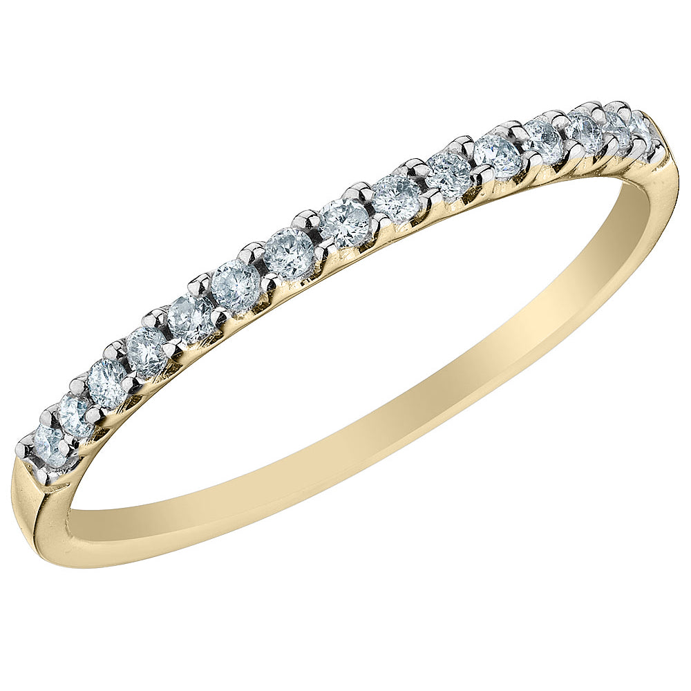 1/6 Carat (ctw H-II1-I2) Diamond Wedding Band in 14K Yellow Gold Image 2