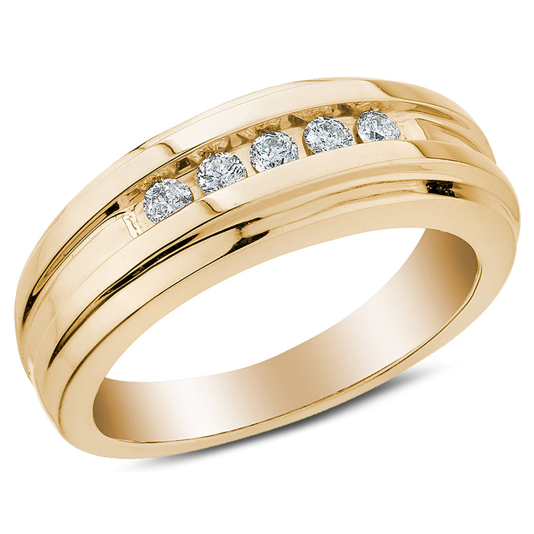 Mens 1/4 Carat (ctw H-II1-I2) Diamond Wedding Band Ring in 14K Yellow Gold Image 1