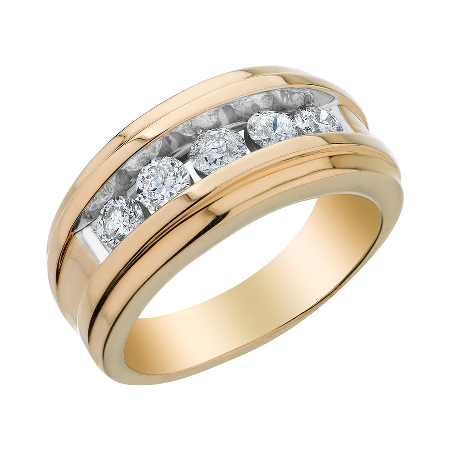 Mens Diamond Wedding Band Ring 1.0 Carat (ctw I1-I2) in 14K Yellow Gold Image 1