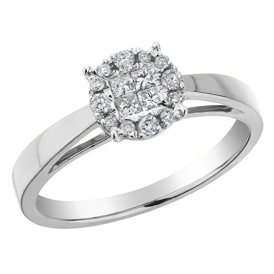 1/4 Carat (ctw) Diamond Engagement Ring in 14K White Gold Image 1