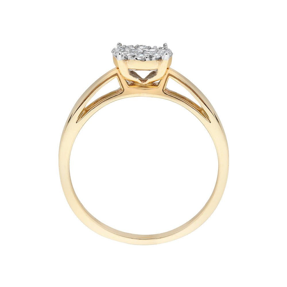 1/4 Carat (ctw G-H I1-I2) Diamond Cluster Ring in 14K Yellow Gold Image 2
