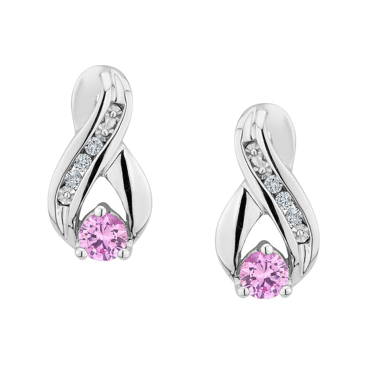 1/5 Carat (ctw) Lab-Created Pink Sapphire Infinity Earrings in Sterling Silver Image 1