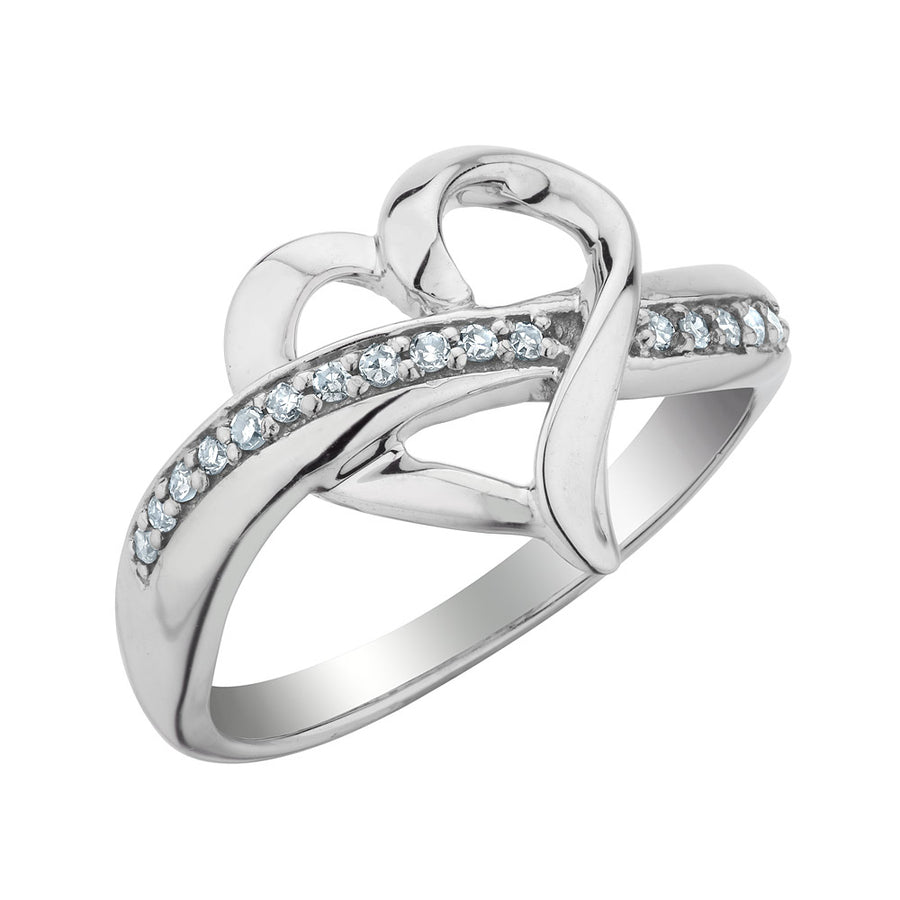 Diamond Heart Promise Ring 1/10 Carat (ctw) in Sterling Silver Image 1