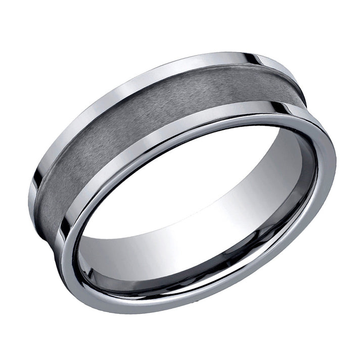 Mens 7mm Comfort Fit Tungsten Wedding Band Ring Image 1