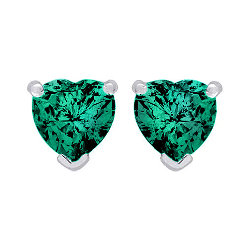 1.50 Carat (ctw) Lab-Created Emerald Heart Earrings and Pendant Set in Sterling Silver Image 2