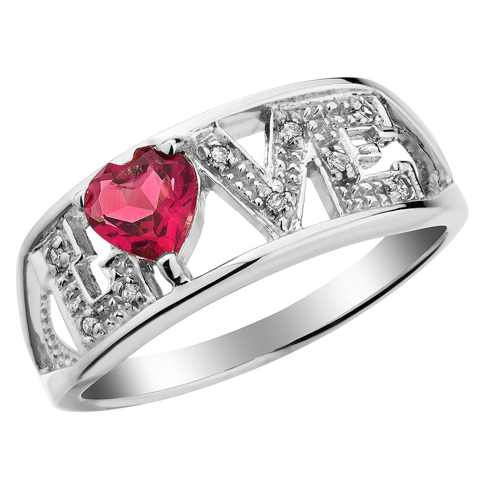 2/5 Carat (ctw) Lab-Created Ruby LOVE Promise Ring in Sterling Silver Image 1