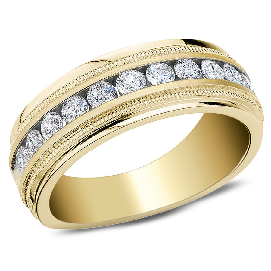 Mens Diamond Wedding Band Ring 1.0 Carat (ctw) in 10K Yellow Gold Image 1