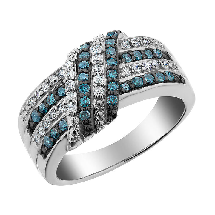 1/2 Carat (ctw) White and Blue Diamond Ring in Sterling Silver Image 1