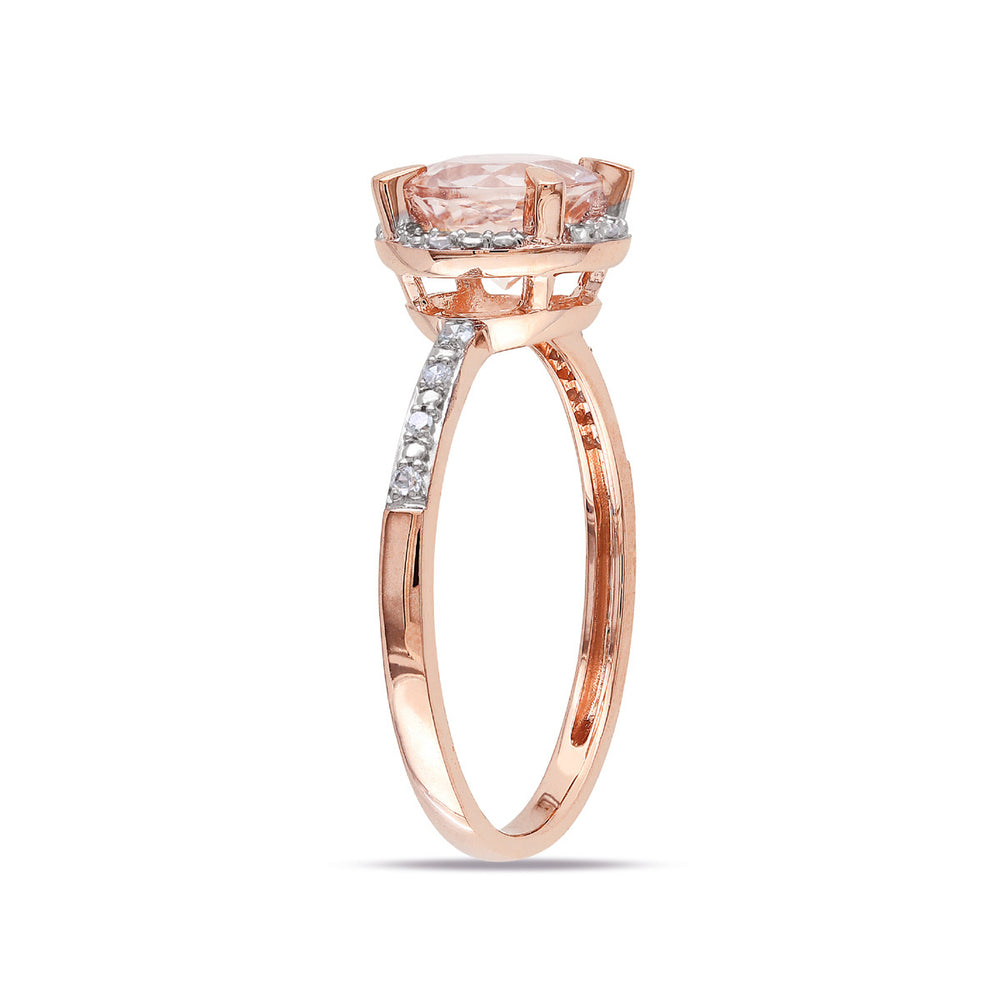 1.20 Carat (ctw) Morganite and Diamond Ring in 10K Rose Gold Image 2