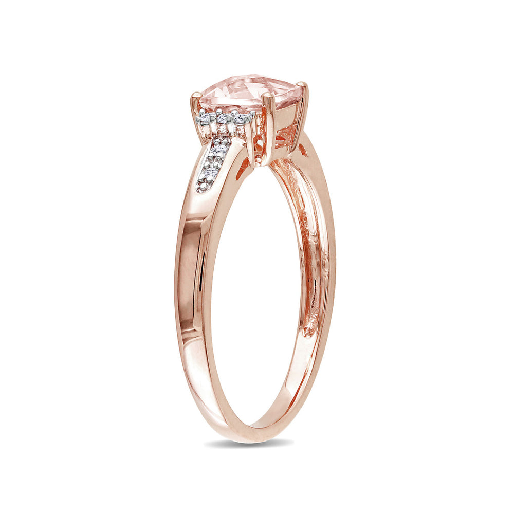 1.00 Carat (ctw) Morganite and Diamond Ring in 10K Rose Pink Gold Image 2