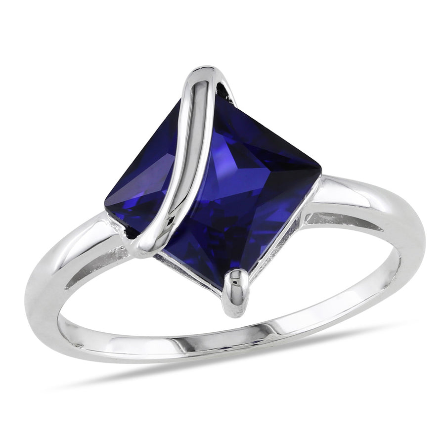 1.80 Carat (ctw) Lab-Created Blue Sapphire Ring in Sterling Silver Image 1