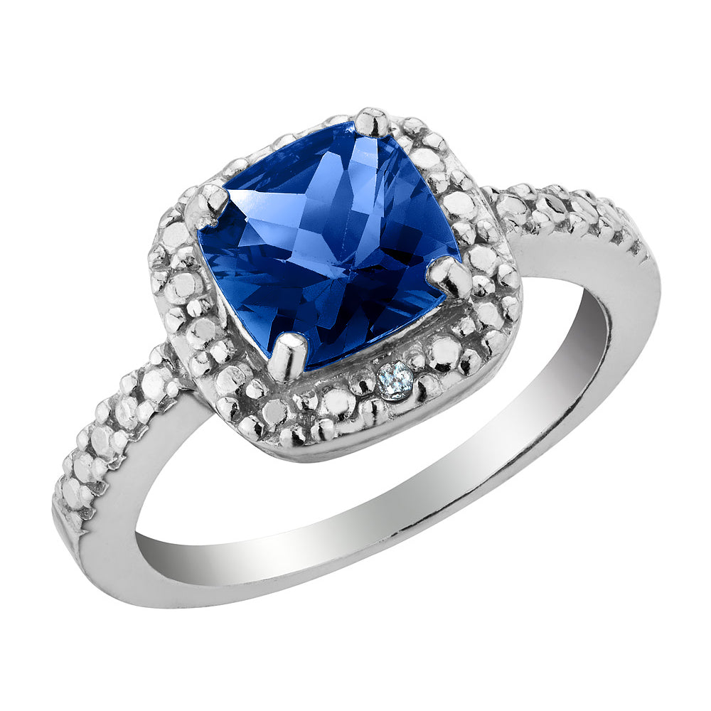 2.00 Carat (ctw) Lab-Created Blue Sapphire Ring 2 in Sterling Silver Image 1