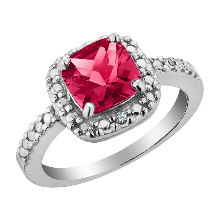 2.00 Carat (ctw) Lab-Created Ruby Ring in Sterling Silver Image 1