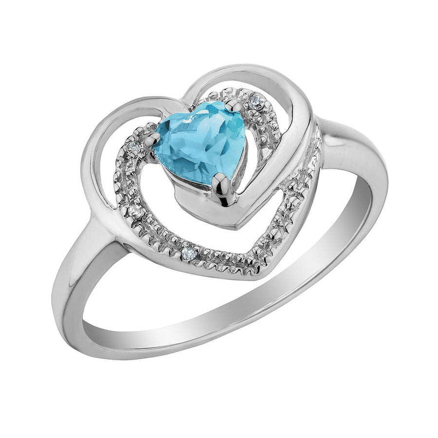 2/5 Carat (ctw) Blue Topaz Heart Ring in Sterling Silver Image 1