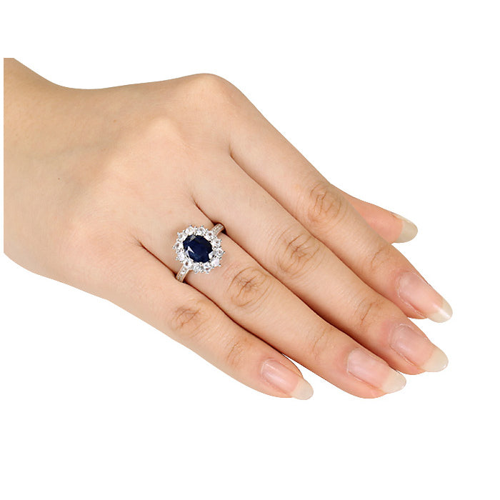 3.90 Carat (ctw) Lab-Created Blue and White Sapphire Ring in Sterling Silver Image 3