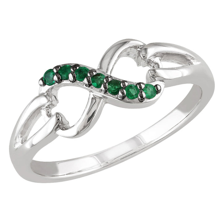 Natural Green Emerald Infinity Ring 1/7 Carat (ctw) in Sterling Silver Image 1