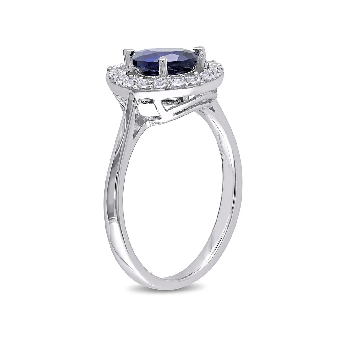 2.20 Carat (ctw) Lab-Created Blue and White Sapphire Ring in Sterling Silver Image 2