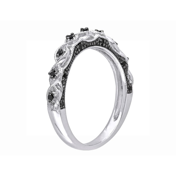 Black Diamond Ring 1/8 Carat (ctw) in 10k White Gold Image 2