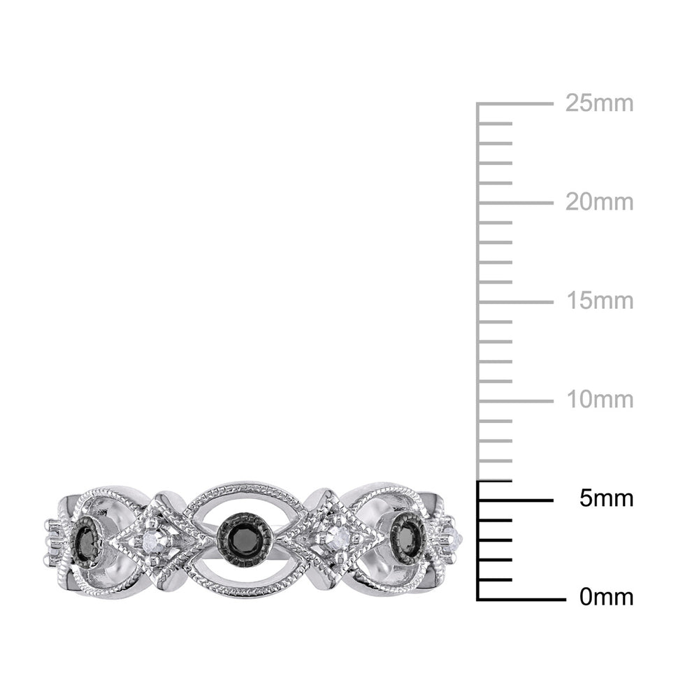 Black and White Diamond Ring 1/6 Carat (ctw) in Sterling Silver Image 2