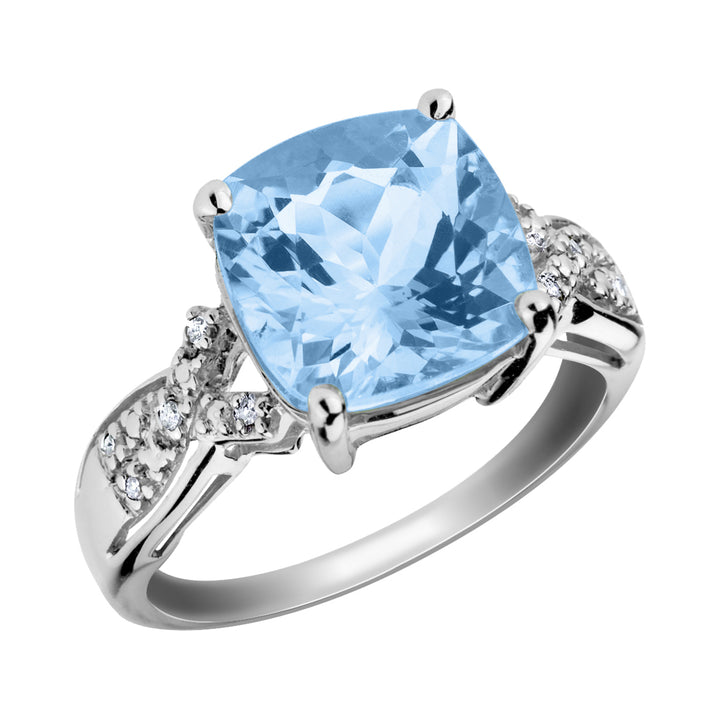 4.00 Carat (ctw) Blue Topaz Ring with Diamonds in Sterling Silver Image 1