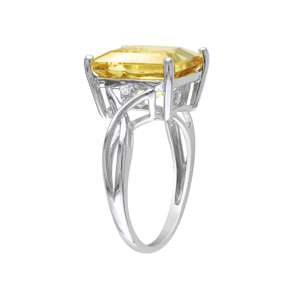 Citrine and White Topaz 6.63 Carat (ctw) Infinity Ring in Sterling Silver Image 2