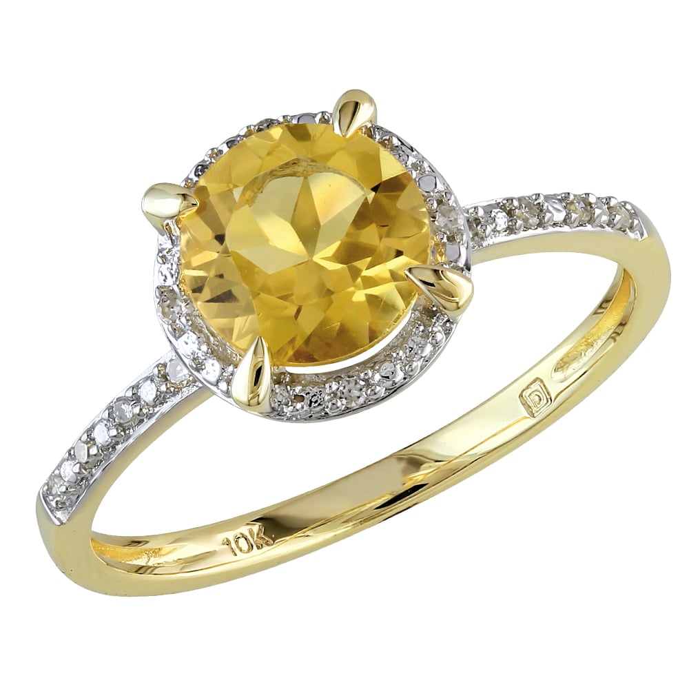 Citrine and Diamond 1.30 Carat (ctw) Ring in 10K Yellow Gold Image 1