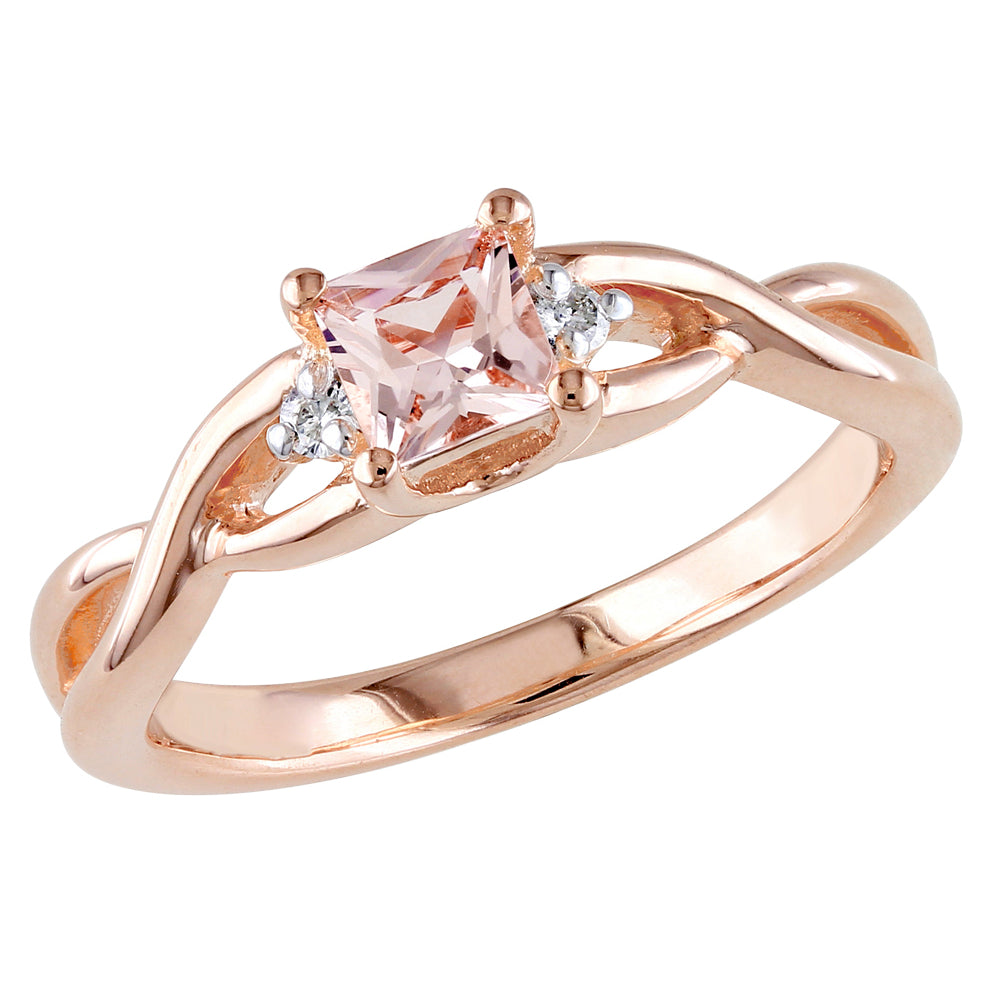 Morganite Ring 1/3 Carat (ctw) with Diamonds in Rose Sterling Silver Image 1